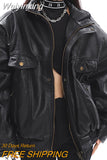 Weiyinxing Black Coat Fashion Design Sense Niche High-end Jacket Leather Motorcycle Overcoat Women 2023 Spring New Clothing 2261