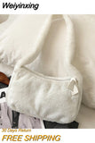 Weiyinxing Fur Purses and Handbags for Women's Fashion Underarm Bags Soft Plush Ladies Tote Winter Female Small Shoulder Bags