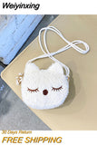 Weiyinxing Cute Children's Crossbody Bags Soft Plush Cat Kindergarten Girls Shoulder Bag Lovely Baby Kids Mini Coin Purse Handbags