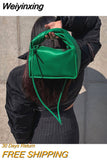 Weiyinxing Design Women's Fold Handle Shoulder Bags PU Leather Ladies Clutch Purse Handbags Female Green Crossbody Messenger Bag
