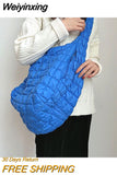 Weiyinxing Ruched Oversized Women Shoulder Bags Designer Quilted Padded Crossbody Bag Large Capacity Nylon Tote Big Shopper Purses