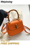 Weiyinxing Designer Women Shoulder Bags Bamboo Handle Handbag Brand Crossbody Bags Trend New Cute Purse High Quality Saddle Tote Bag