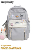 Weiyinxing Solid Color Nylon Women Backpack College Style Large Capacity Travel Rucksack School Bags for Teenage Girl Boys