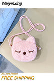 Weiyinxing Cute Children's Crossbody Bags Soft Plush Cat Kindergarten Girls Shoulder Bag Lovely Baby Kids Mini Coin Purse Handbags