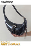 Weiyinxing Moon Women's Underarm Bag Patent Leather Cool Girls Love Heart Shoulder Bags Luxury Design Female Party Purse Handbags