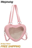 Weiyinxing Girl Sweet and Fresh Crossbody Bags 2023 Spring and Summer New Handheld Jelly Transparent Bag Heart Lovely Mini Bag