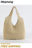 Weiyinxing Straw Bag Women Shoulder Bags Paper Woven Female Handbags Large Capacity Summer Beach Straw Bags Casual Tote Purses