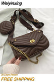 Weiyinxing PU Leather Shoulder Bag For Women 2023 new purse and Handbags Female Travel Crossbody Bag ladies chain Sling bag 2 PCS/SET
