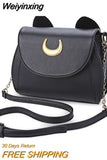 Weiyinxing New Sailor Moon Ladies Handbag Black Luna Cat Shape Chain Shoulder Bag PU Leather Women Messenger Crossbody Small Bag