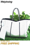 Weiyinxing Leopard Neoprene Women Shoulder Bags Casual Camouflage Beach Handbags Large Capacity Tote Big Shopper Bag Summer 2023