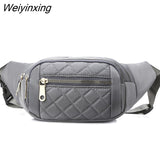 Weiyinxing Women Plaid Waist Bag Female Oxford Waterproof Belt Bags Designer Crossbody Chest Bag Ladies Fashion Fanny Pack Banana Hip Purse