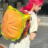 Weiyinxing Retro Hamburger Kawaii Shoulder Bag High Capacity Pu Leather Student Backpack Women Bag School Backpack College Students