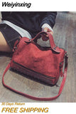 Weiyinxing Rivet Matte PU Leather Handbag 2023 Fashion Women's Designer Shoulder Crossbody Bags Large Capacity Female Travel Hand Bag