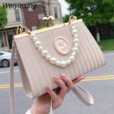 Weiyinxing evening bag with pearls elegant bags for women banquet fashion handbags for women luxury designer lady crossbody bags