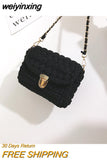 weiyinxing Handmade Woven Crossbody Bag for Women Designer Knitting Chains Shoulder Bag Casual Lady Small Flap Female Purses 2023