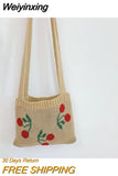 Weiyinxing Cherry Children Small Handbag Knitted Woolen Baby Girl Shoulder Bag Winter Vintage Boy Kids Mini Coin Purse Messenger Bags