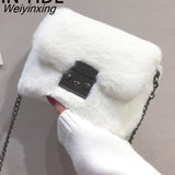 Weiyinxing YIDE Faux Rabbit Fur Bag Women Chain Crossbody Bag Shoulder Handbag Purse Mini Brand Designer Handbags Fashion Winter New
