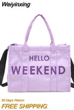 Weiyinxing Women's Vintage Tote Bags Shoulder Bag for Women Nylon Casual Large Capacity Designer Brand Letters Luxury Big Shopper Handbags