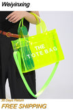 Weiyinxing Luxury Designer The Tote Bag Women Transparent Letter Handbag Messenger Shopping Bag Vacation Beach Bags Sac A Main Femme