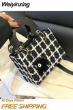 Weiyinxing Small Square Bag Classic Plaid Women Bags Woolen Brand Luxury Handbag Designer Shoulder Bag Purse Clutch Crossbody Lady Bag