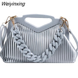 Weiyinxing Brand Handbag Women Inverted Triangle Handle Leather Hand Pouch Classic Crossbody Bags For Women Tote Bag Lady Satchel