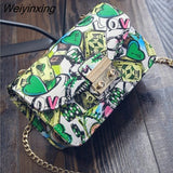 Weiyinxing New Women Bags Summer Graffiti Ladies Designer Handbags High Quality Chain Mini Bag Women Messenger Bags For Women Clutch