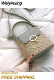 Weiyinxing Straw Bucket Bags For Women Summer Crossbody Bags Lady Travel Purses And Handbags Female Shoulder Messenger Bag Bolsa