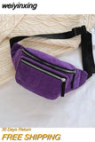 weiyinxing Women's Bag Corduroy Waist Bag Designer Zipper Chest Bag Sport Travel  Girl Waist Belt Bags Fashion Phone Waist Pack for Women