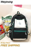 Weiyinxing Patchwork Color Multi-Pocket Female Backpack Book School Bag for Teenage Girls Boys Student Women's Travel Rucksack