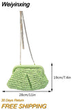 Weiyinxing Designer Trendy Straw Weaving Shoulder Bag Versatile Small Beading Handbag For Women Summer Casual Beach Bag Travel Purse 911