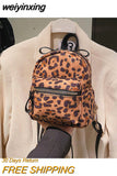 weiyinxing Luxury Designer Fashion Women Nylon Backpack Mini Soft Leopard Print Small Backpack Female Ladies Shoulder Bag Girls Purses