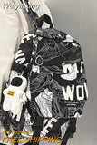 Weiyinxing Male Women Waterproof Nylon Cartoon College Backpack Girl Boy Printing Laptop Female Men Travel Book Lady School Bag New
