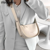 Weiyinxing Semicircle Saddle Shoulder Crossbody Bags for Women Designer Brand Adjustable Wide Strap Girls Purses and Handbags 2023
