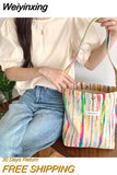 Weiyinxing Stripe Women's Shoulder Bag Colorful Deisgn Female Casual Tote Bags Underarm Handbags Large Capacity Ladies Shopping Bag