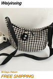 Weiyinxing Houndstooth Crossbody Bags Women Ins All Match Zipper Hobos Basic Stylish Shoulder Female Street Chic Simple Teenagers
