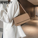 Weiyinxing Solid Color Women Shoulder Bags Totes PU Leather Fashion Flap Small Top-Handle Bags Female Casual Underarm Bags Handbags