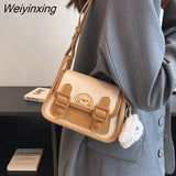 Weiyinxing Messenger Bag Cute Women Bag Cartoon Bear Kawaii Pu Leather Waterproof Messenger Bag Handbag Storage Bag Wallet