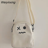 Weiyinxing White Funny Cute Ghost Kawaii Women Canvas Bag Cartoon Harajuku Chic Ins Shopper Bag Women Shoulder Bags Large Capacity