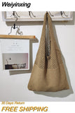 Weiyinxing Casual Woven Women Shoulder Bags Knitted Handbags Large Capacity Designer Shopper Totes Female Beach Travel Cotton Purses