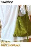 Weiyinxing Jacquard Tote Bags for Women Luxury Designer Shopper Handbags 2023 Girls Fashion Retro Green Large Capacity Shoulder Bags
