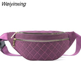 Weiyinxing Women Plaid Waist Bag Female Oxford Waterproof Belt Bags Designer Crossbody Chest Bag Ladies Fashion Fanny Pack Banana Hip Purse