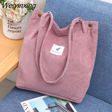 Weiyinxing Corduroy Shoulder Bag for Women Cotton Cloth Versatile Handbag Solid Color Eco Shopping bag 2023 Ladies Reusable Totes Bags