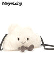 Weiyinxing Cute Cloud Shoulder Bag for Women Girls Soft Kawaii Fluffy Small Trend Coin Purse Kids Fashion Designer Crossbody Bags