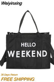Weiyinxing Women's Vintage Tote Bags Shoulder Bag for Women Nylon Casual Large Capacity Designer Brand Letters Luxury Big Shopper Handbags