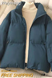 Weiyinxing Korean Women Parkas Fashion Loose Warm Winter Coat Thick Zipper Puffer Jacket Casual Cotton Padded Coats Female