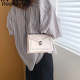 Weiyinxing Leather Brand Designer Shoulder Simple Bags For Women 2023 Chain Rivet Luxury Crossbody Bag Female Fashion Small Handbags