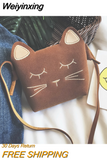 Weiyinxing Baby Cat Mini Crossbody Bag Frosted Leather Children's Coin Purse Fashion Girls Princess Accessories Shoulder Bags Wallet