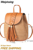 Weiyinxing Women's Straw Backpack Summer Boho Bohemian Hollow Shoulder Bag Hobo Crochet Women Travel Bags for Women Knitted Beach Backpack