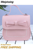 Weiyinxing New Children's Shoulder Bag PU Leather Solid Bowknot Girls Princess Handbag Lovely Baby Mini Messenger Bags Kids Coin Purse