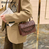 Weiyinxing Plaid Women Shoulder Bag Fashion Chain Crossbody Bags Brand Designer Handbags and Purses Small Flap Top Handle Bags